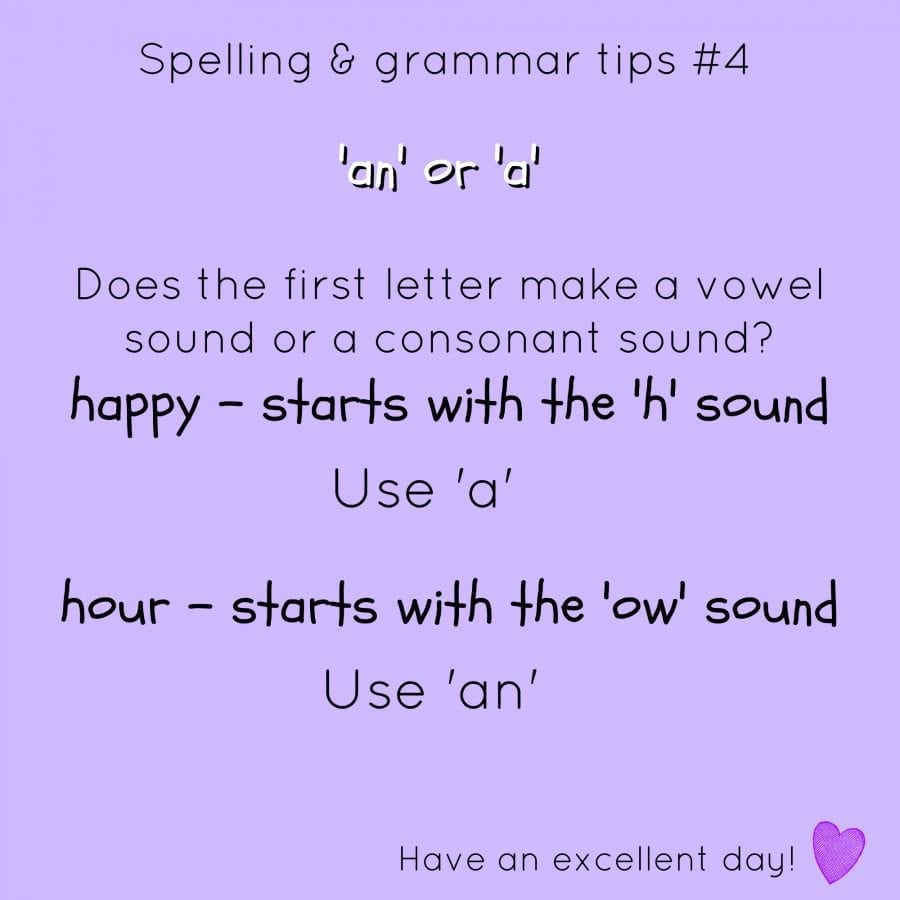 grammar errors use an a