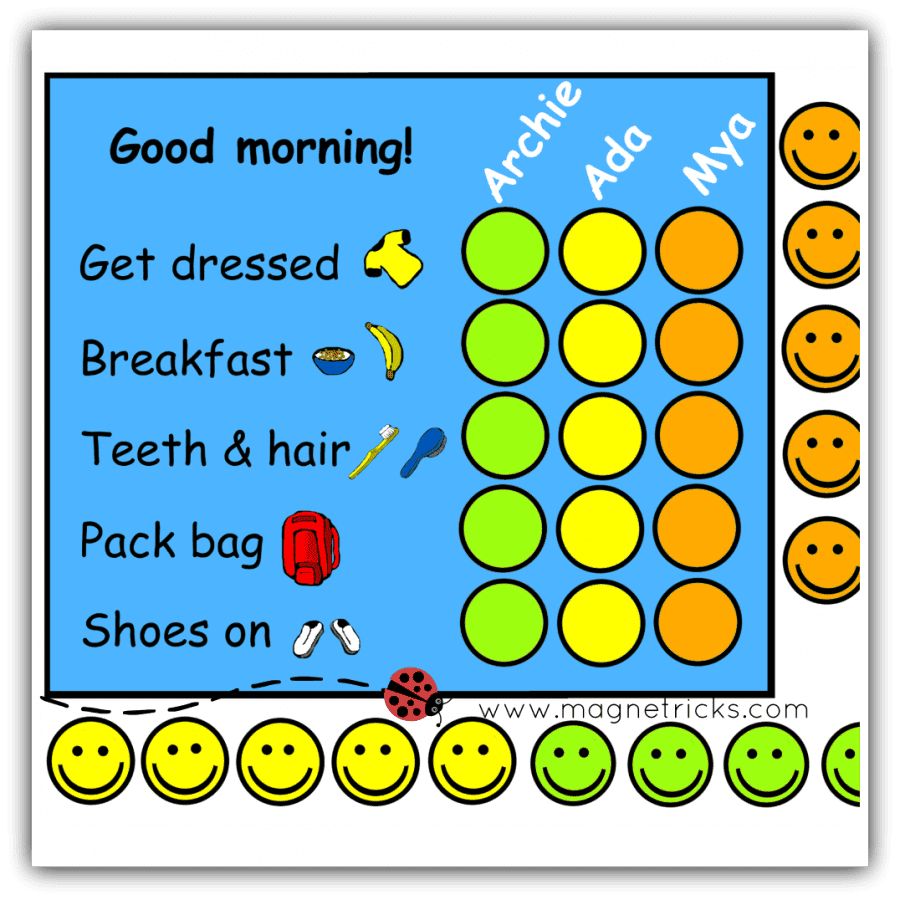 morning magnetic routine chart
